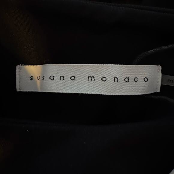 Susana Monaco Crewneck Cropped Long Sleeve Top Black NWT Size XS - Picture 5 of 7